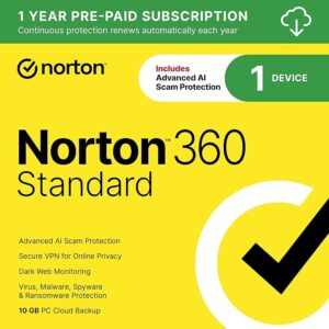 Norton 360 Standard 2025, Antivirus software for 1 Device